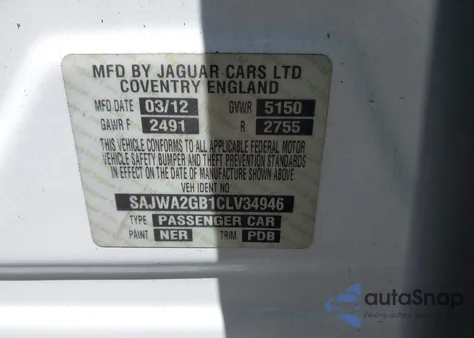 2012 Jaguar Xj Xjl Portfolio z USA, uszkodzony, nr VIN SAJWA2GB1CLV34946